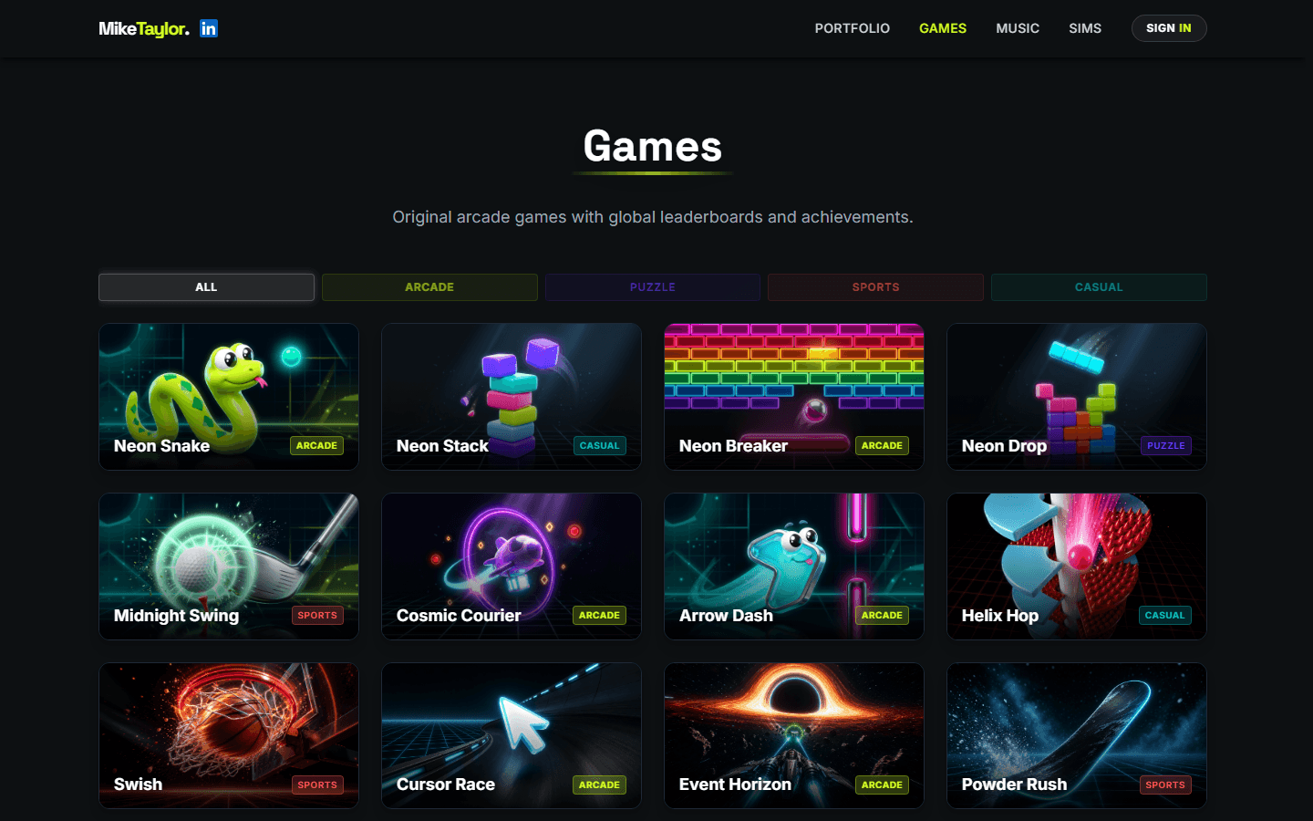 MT Games in the browser on miketaylor.ai