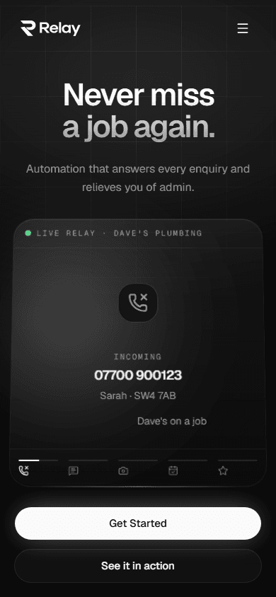 Relay homepage on a phone
